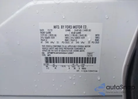 2022 Ford Edge Titanium from USA, damaged, VIN 2FMPK4K90NBA12887